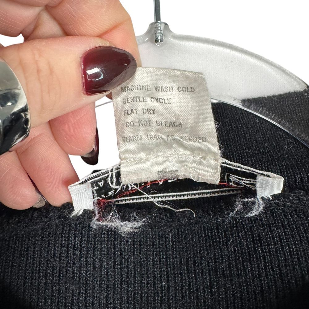 Daniel La Torre Italy Black Wool Blend Mock Neck Sweater Button Shoulder Size S - Picture 4 of 8